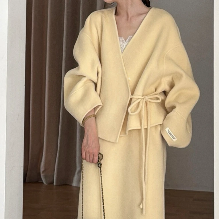 多巴胺设计感毛呢外套女春秋季新款气质名媛御姐风格