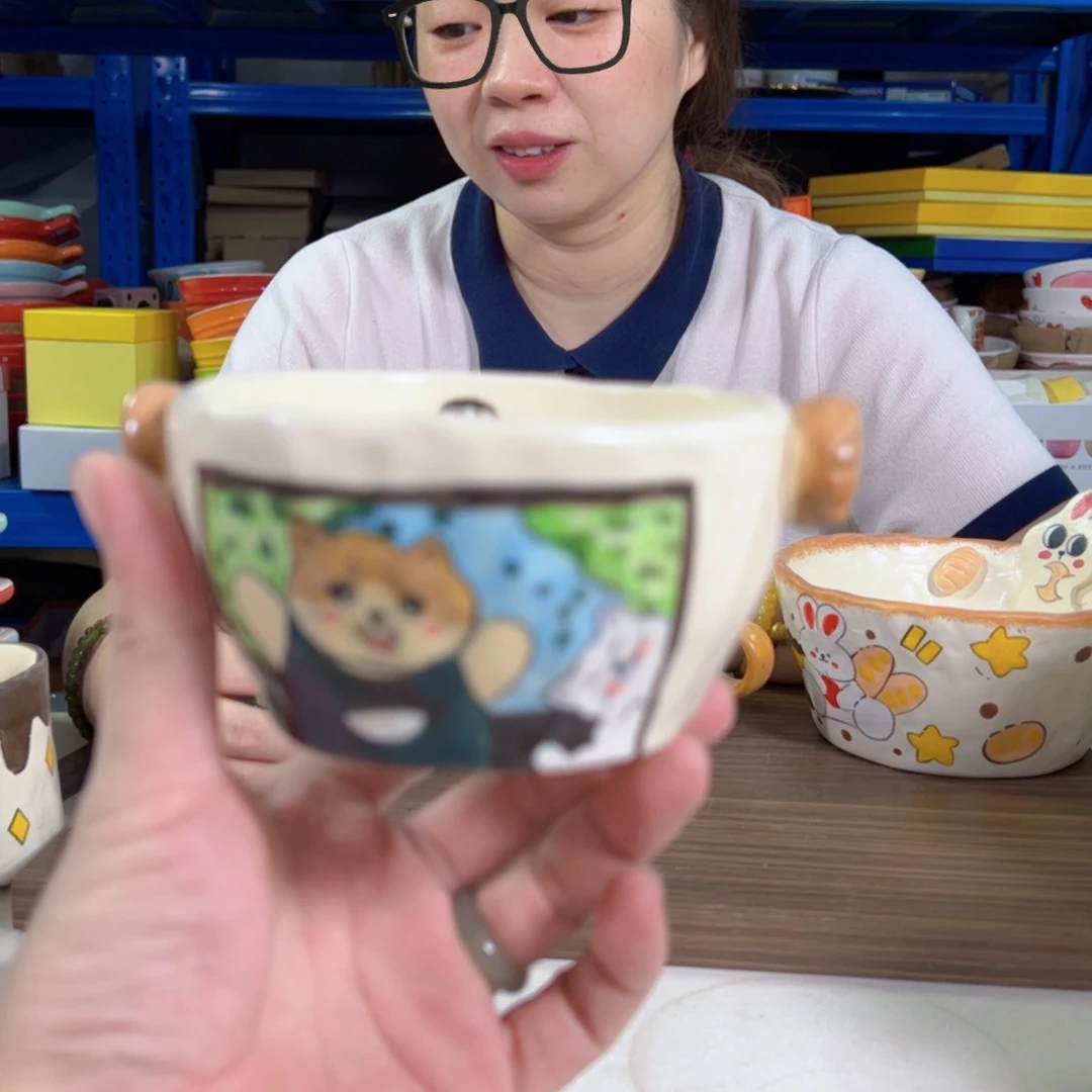 陶瓷手作双耳小猫咪