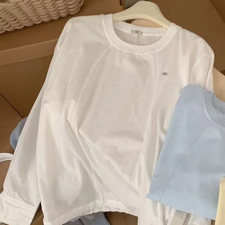 lin’家夏天新款，巨百搭，【蛋家】底边抽绳设计感衫防晒长袖- 1360