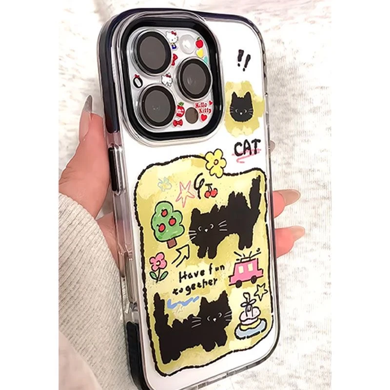 喷泉黑猫适用苹果手机壳15ProMax套iPhone13Pro网红12高级16pro