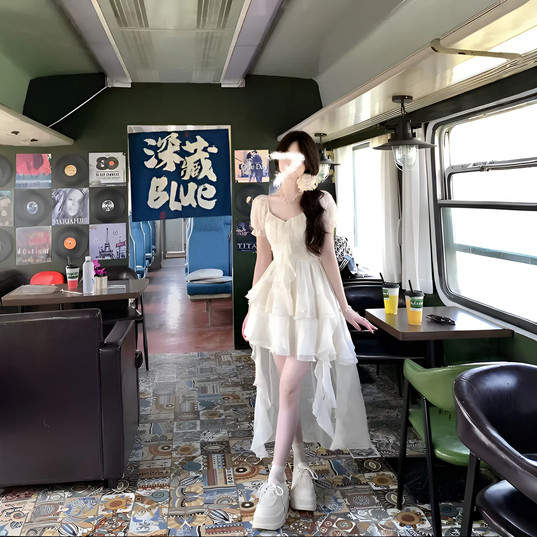 码加加现货48小时发51139法式茶歇设计感小裙甜美度假大码连衣裙