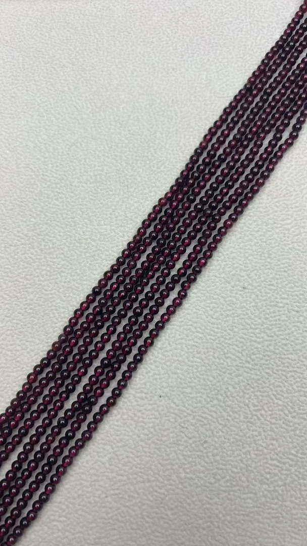 酒红石榴石纯天然美女石3mm+散珠圆珠diy饰品半成品配件手作