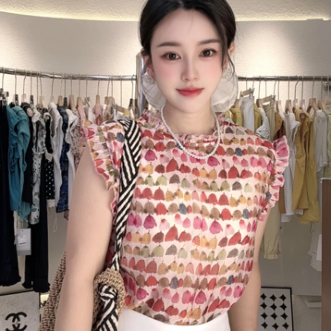 极简风圆领短袖短款短袖/无袖T恤网红气质外穿度假风