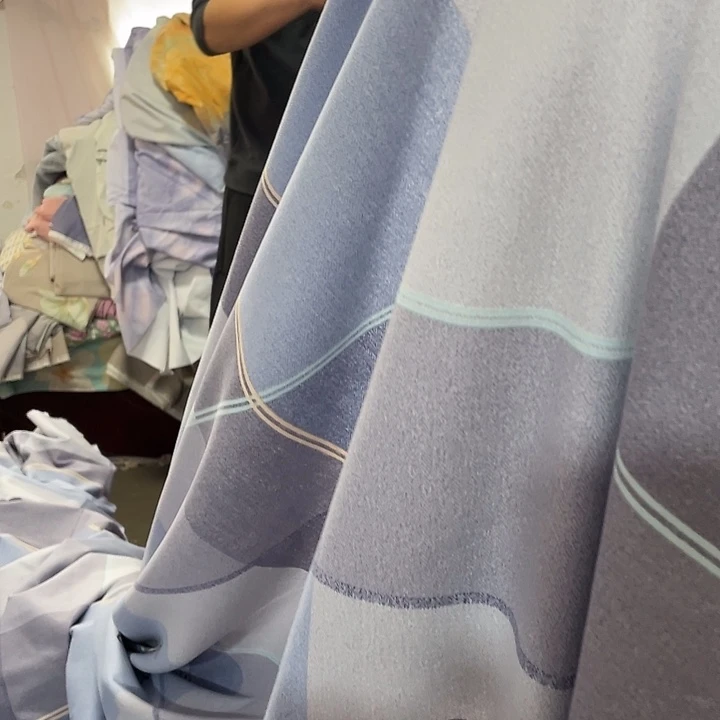 甜***福棉长绒棉蓝灰格子4米