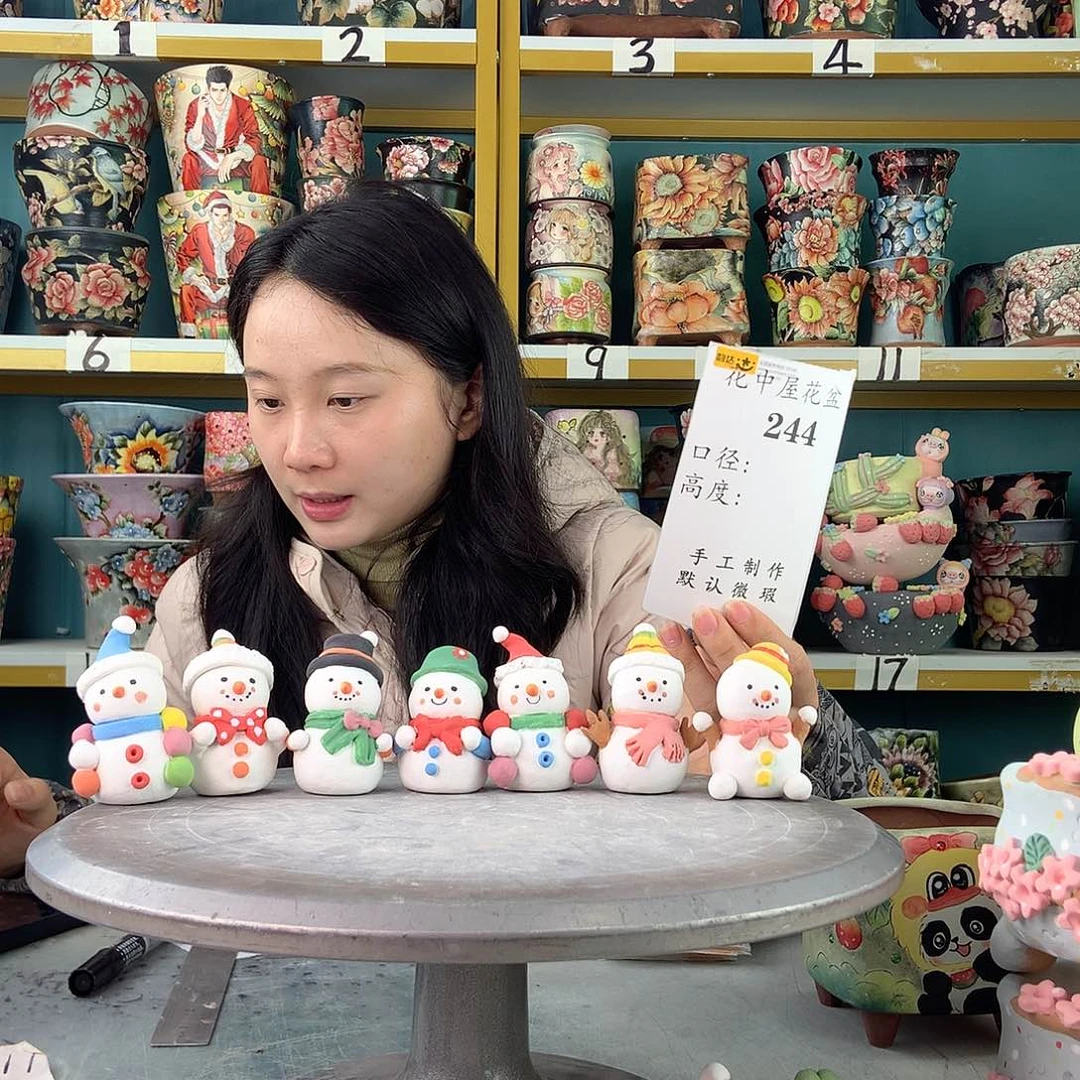 艾***子陶景德镇手工花盆244