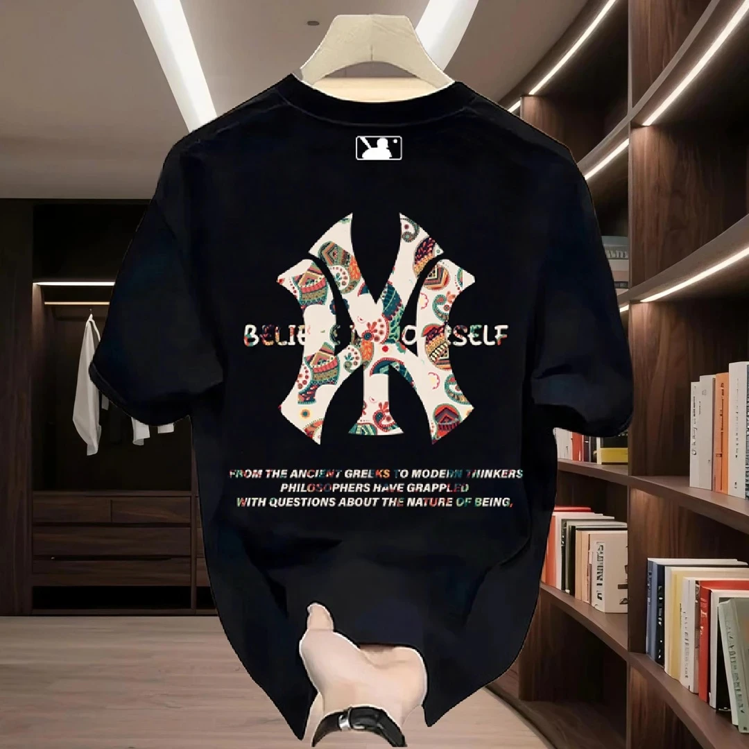 欧货潮牌夏季新款高级短袖恤男女印花半袖宽松圆领上衣舒适秀禾