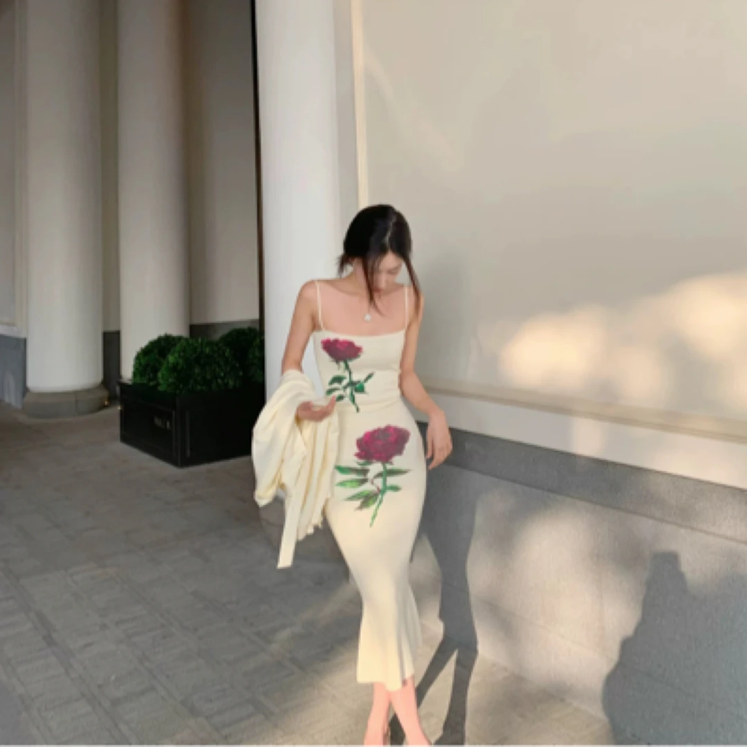 no退no换吊带半裙针织赤茶玫瑰