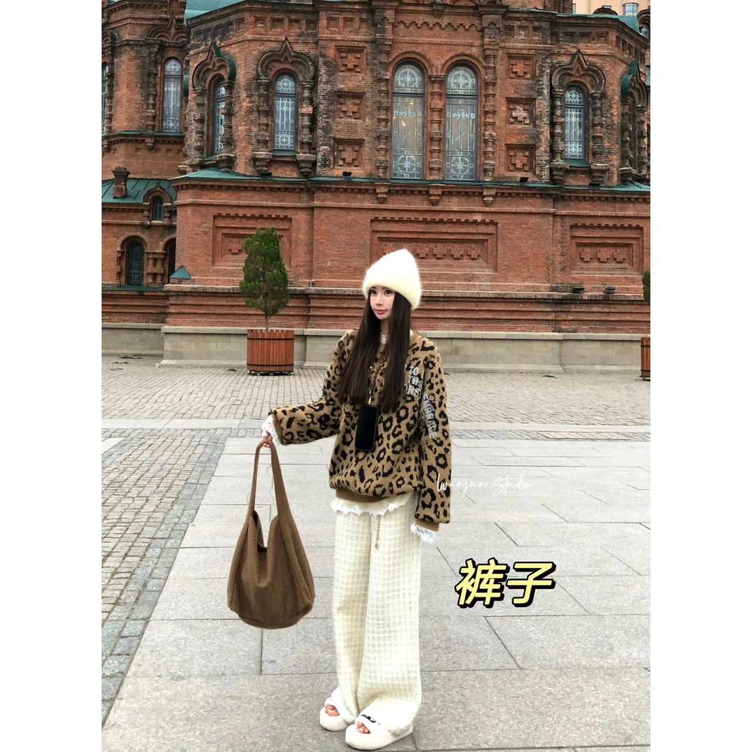 LI婉君【香奶奶裤子】秋款气质粗花呢休闲小香风裤子LWJ23C3TZ916