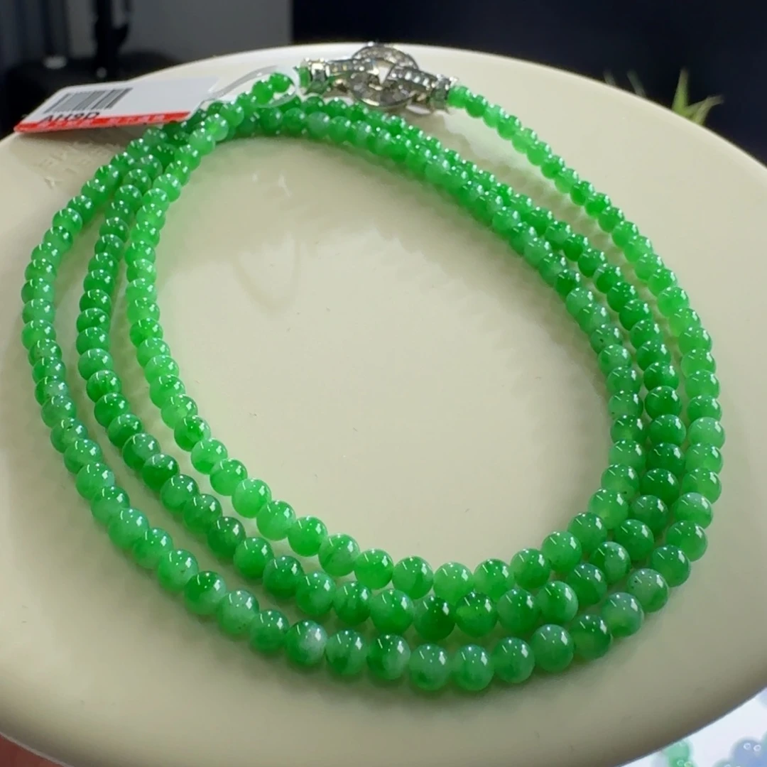 翡翠颈饰未镶嵌冰阳绿项链