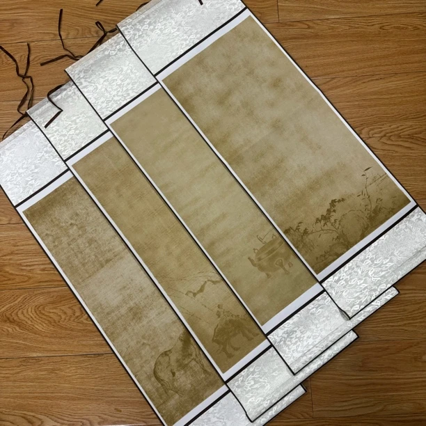 10个一组 蜡染古画卷轴 四尺四开 宣纸空白卷轴