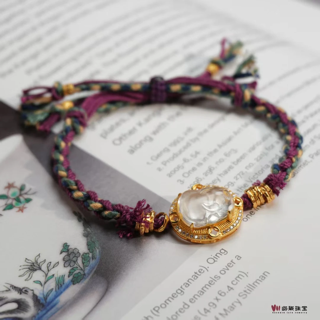 【要努力】B1025 石英质玉银S925镶嵌 水沫子貔貅简手绳