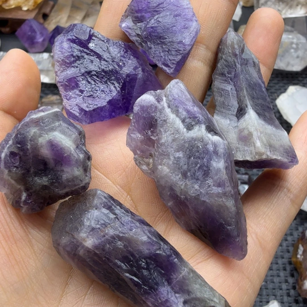 石材紫水晶原石6颗