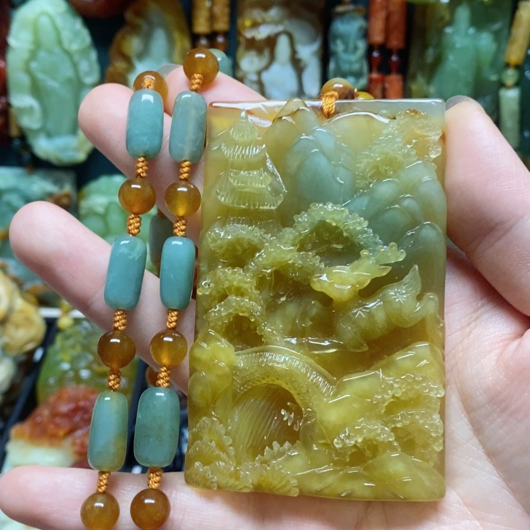 岫玉未镶嵌吊坠(赠链)磊