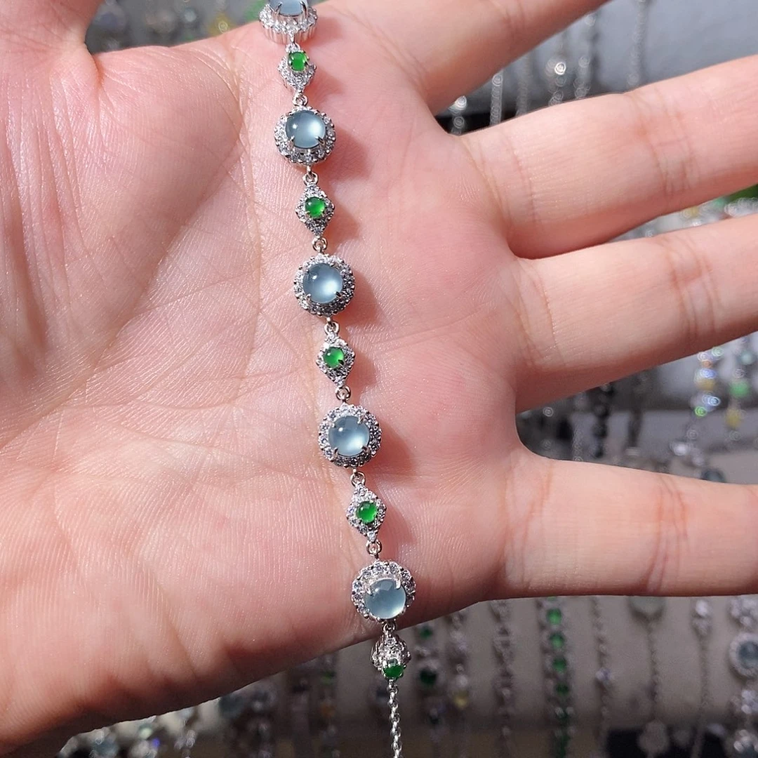 翡翠银S925镶嵌手链