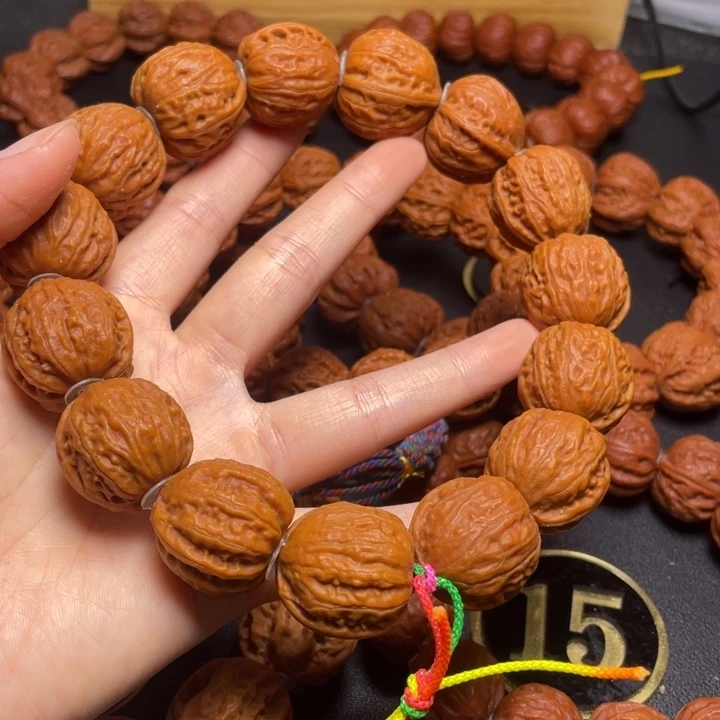 把件文玩核桃浅纹圆籽手串