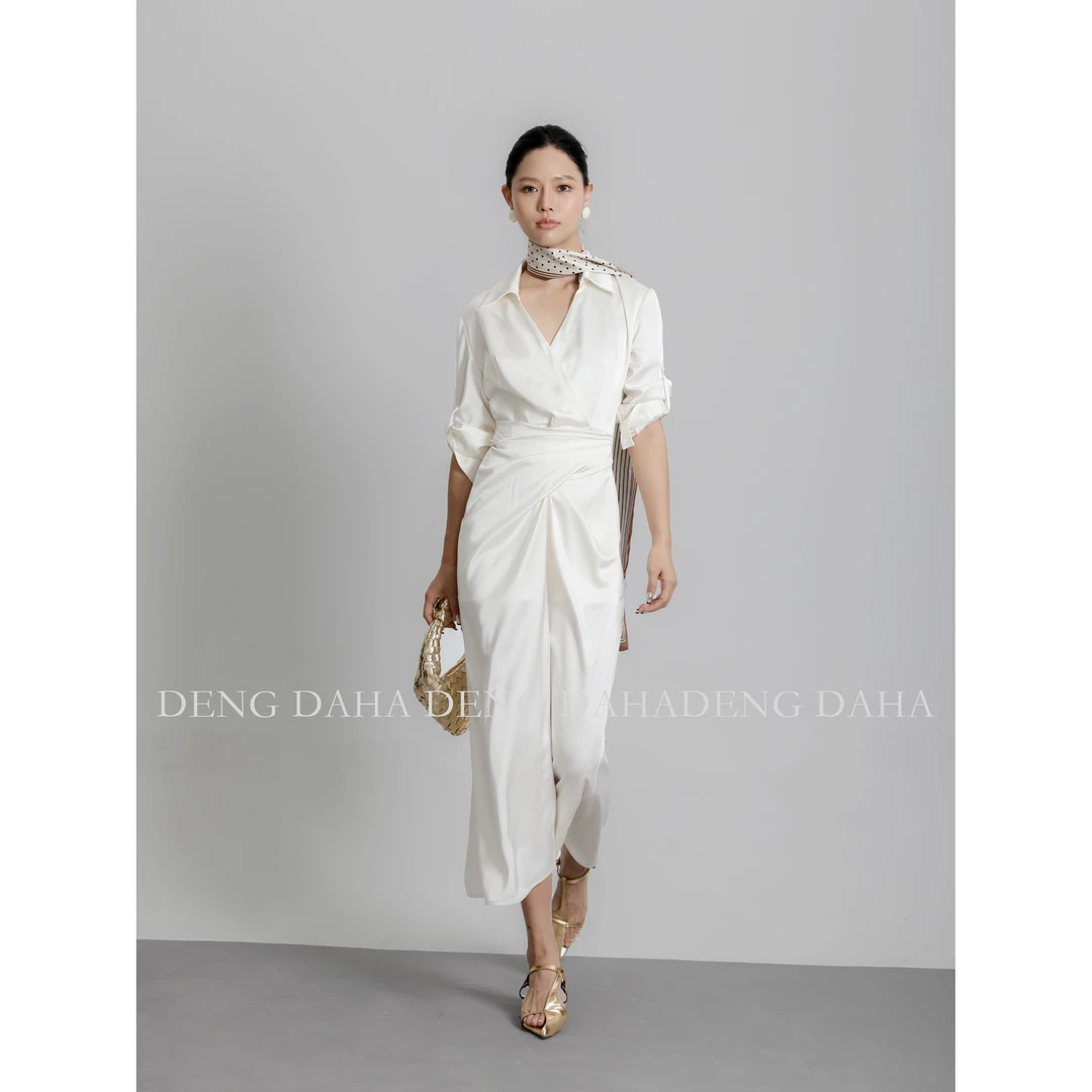 「思思」2025春季设计师细带收腰气质连衣裙HBZC641058 nnassa