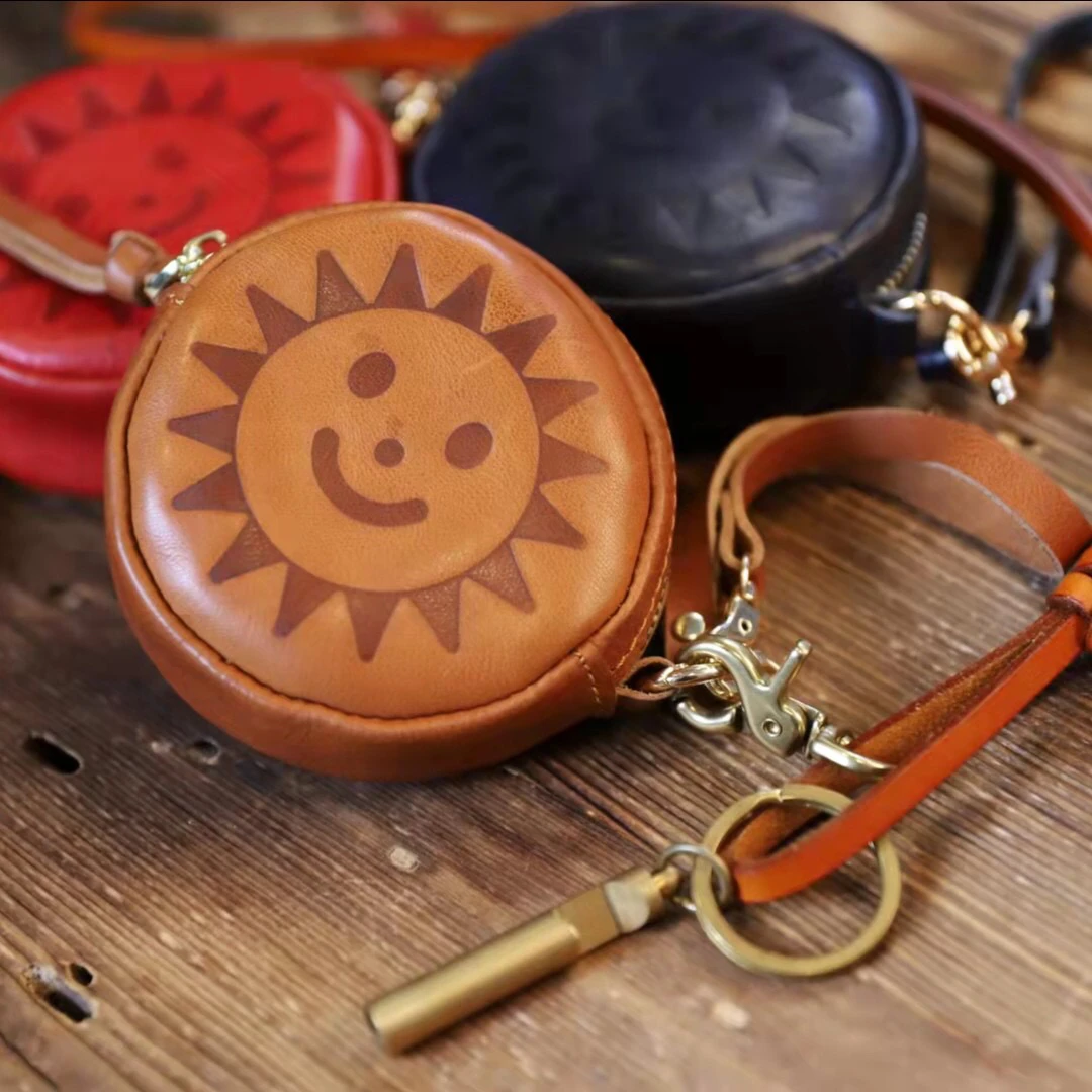 【古道】头层牛皮可爱快乐汉堡包收纳包