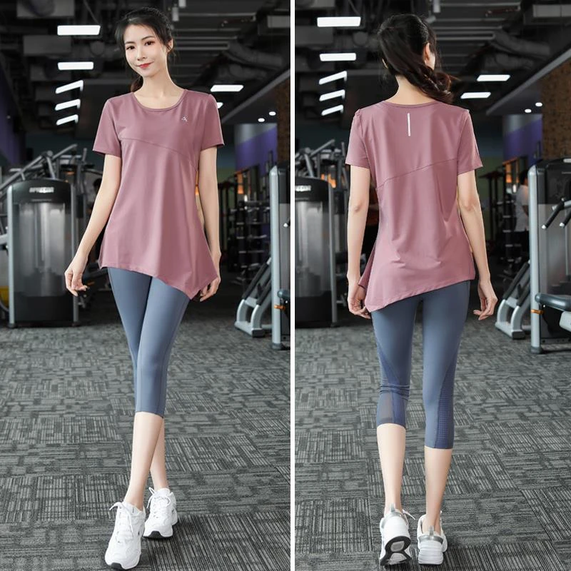 范哲萨夏健身服女200斤大码胖透气薄款速干显瘦运动训练跑步宽松