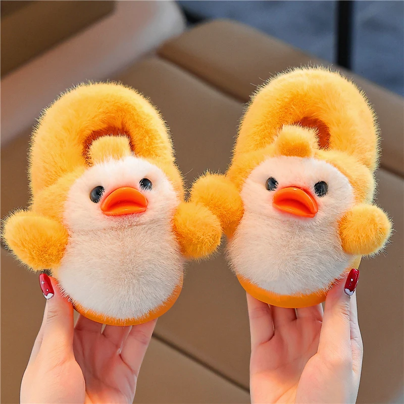 儿童包跟棉拖鞋冬季保暖毛绒男童软底防滑中小童居家加绒女孩棉鞋