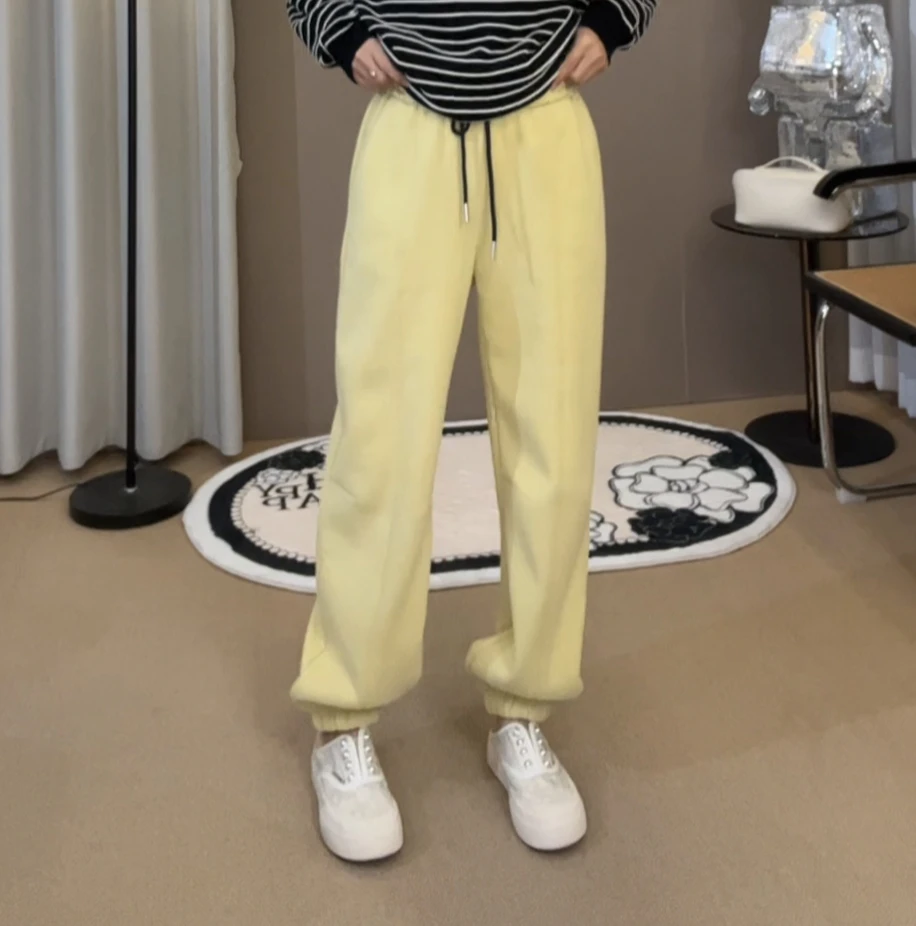 “柠檬卫裤”抽绳加绒休闲裤卫裤86028