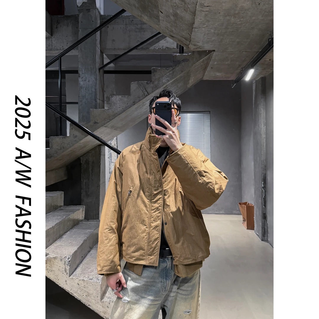 【叶继枫】25 A/W 黑标90白鸭绒假两件立领哑光廓形羽绒服外套