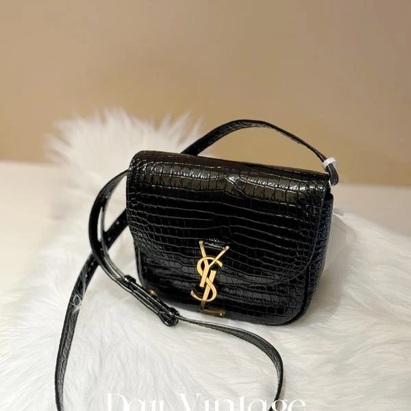 大吉中古/ysl圣罗兰黑金kaia鳄压马鞍斜挎包
