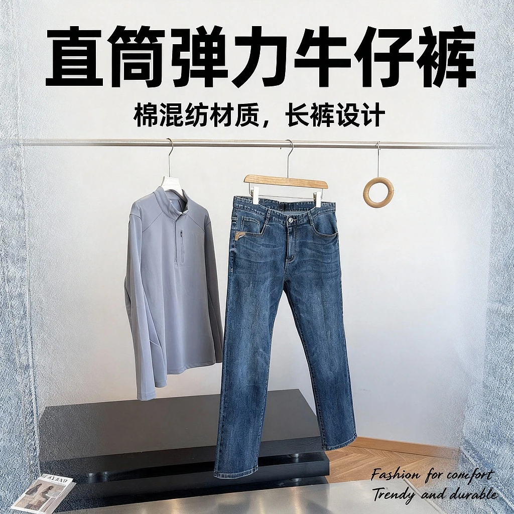 特！ 四季款！经典好穿！商场余D！弹力直筒牛仔裤子 C2 男装 H6742