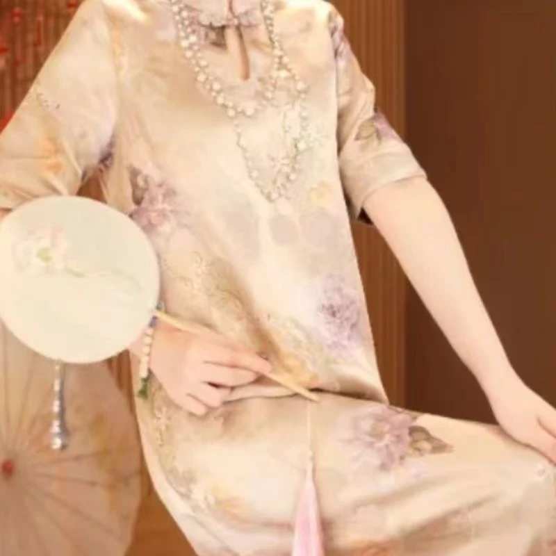 月沁牡丹新款国风重磅花萝老料连衣裙-2025B712-方冰蒂莎仓