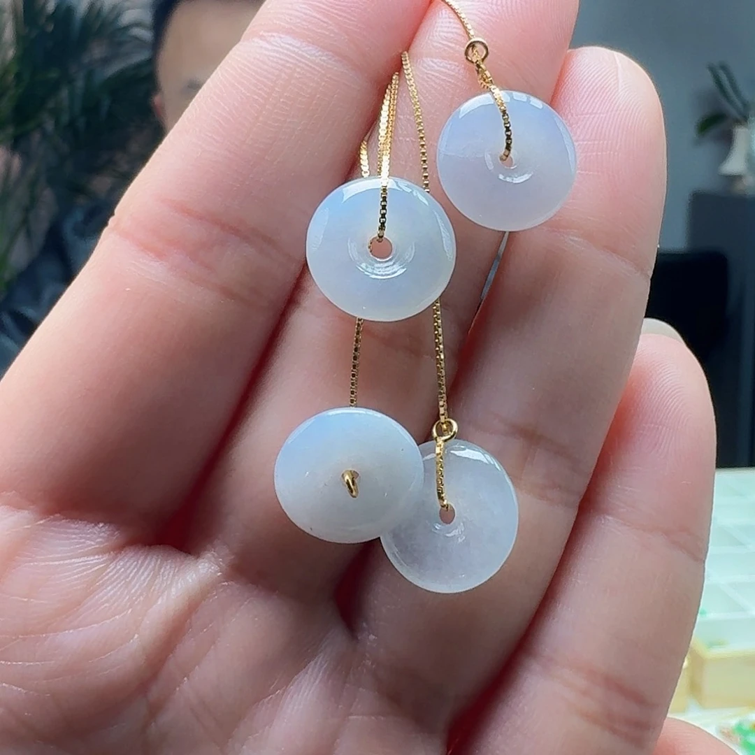 翡翠耳饰银S925镶嵌多样性发货其一