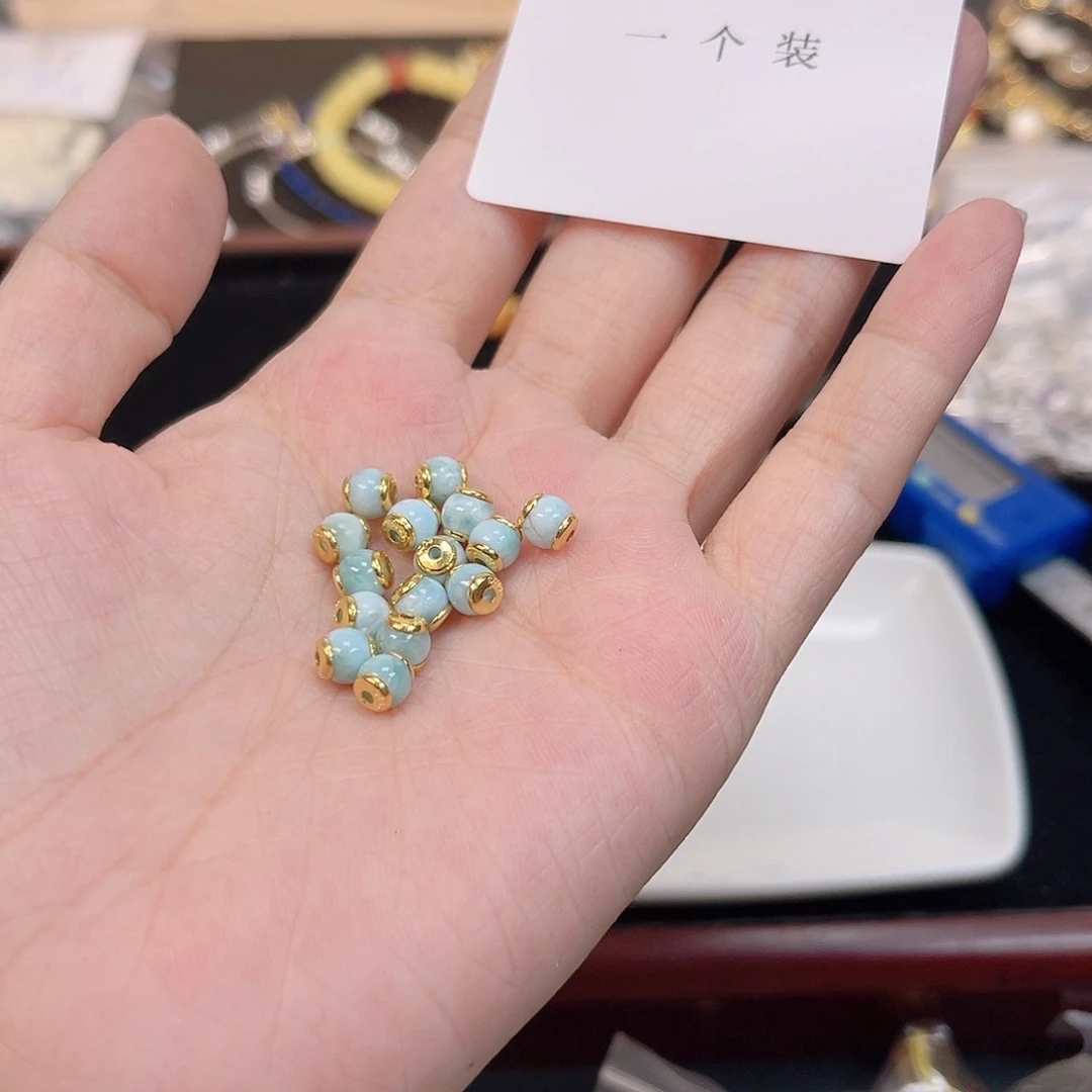 水晶珠宝半成品银S925镀金镶嵌97 。