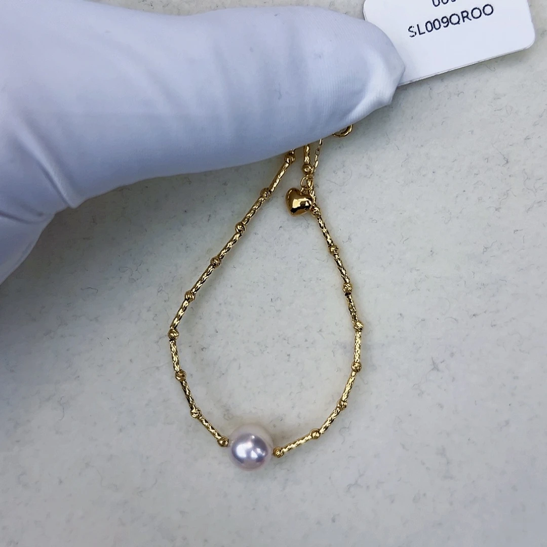 海水珍珠海水akoya设计款手链00918K金镶嵌