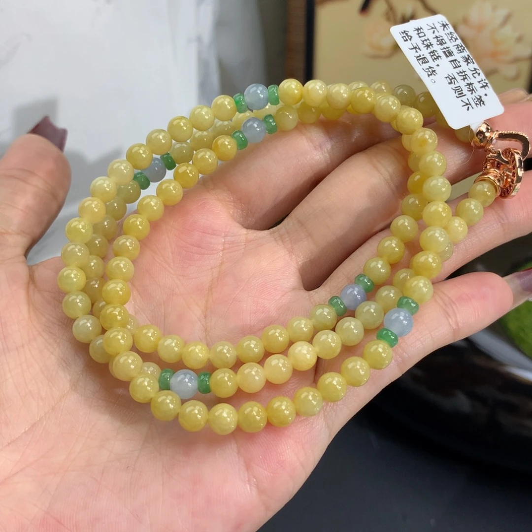 翡翠手链未镶嵌卡5细润黄翡项链