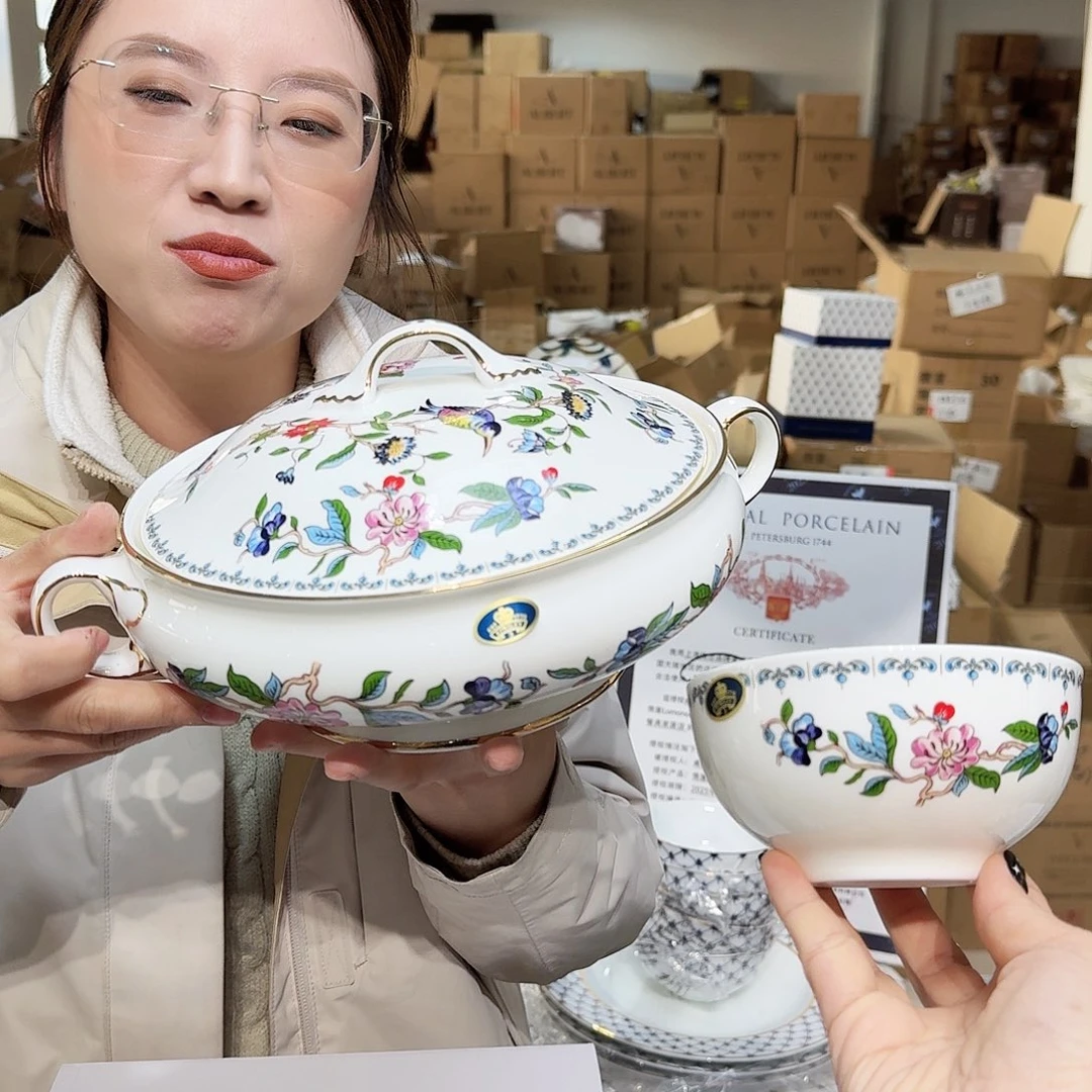 骨瓷雀鸟餐具套装20件顺丰包邮