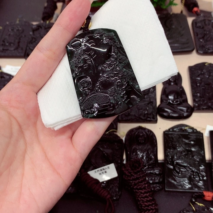翡翠未镶嵌挂件天然a货钢琴黑挂件