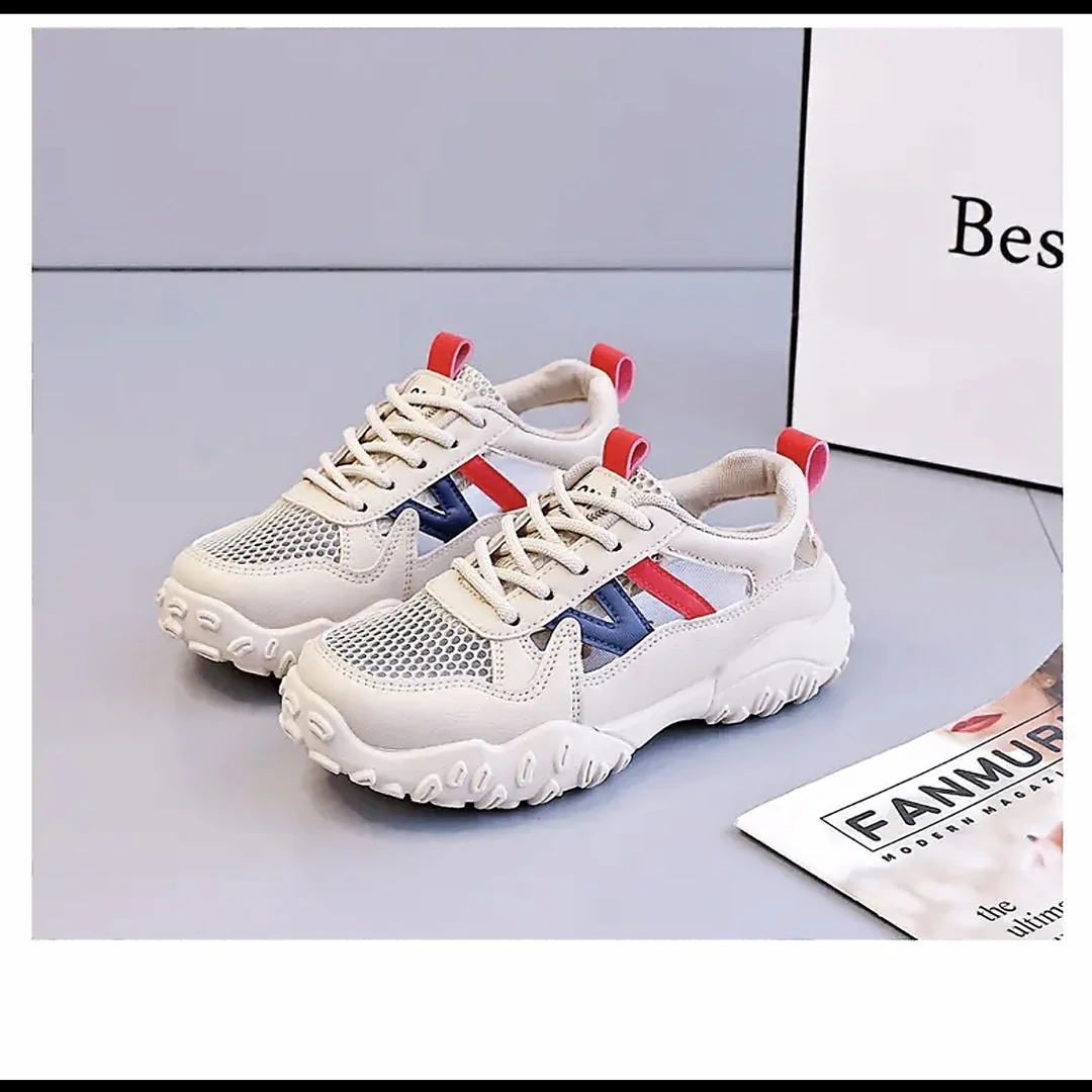 夏季薄款镂空运动鞋女鞋2025新款软底透气网面轻便女休闲凉鞋2113