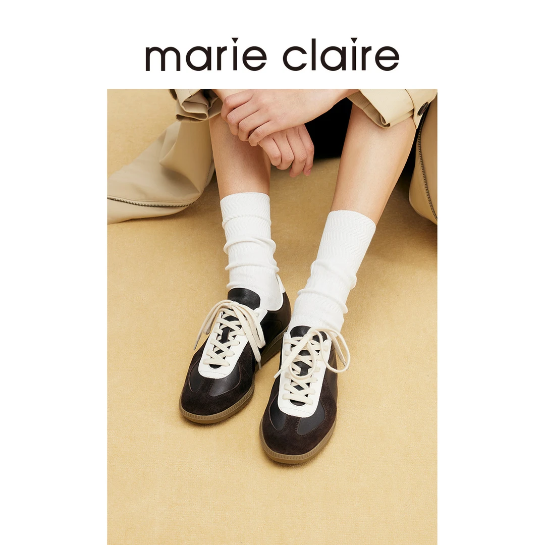 MC女鞋棕白德训鞋25春新雅丹风运动休闲鞋marieclaire女鞋