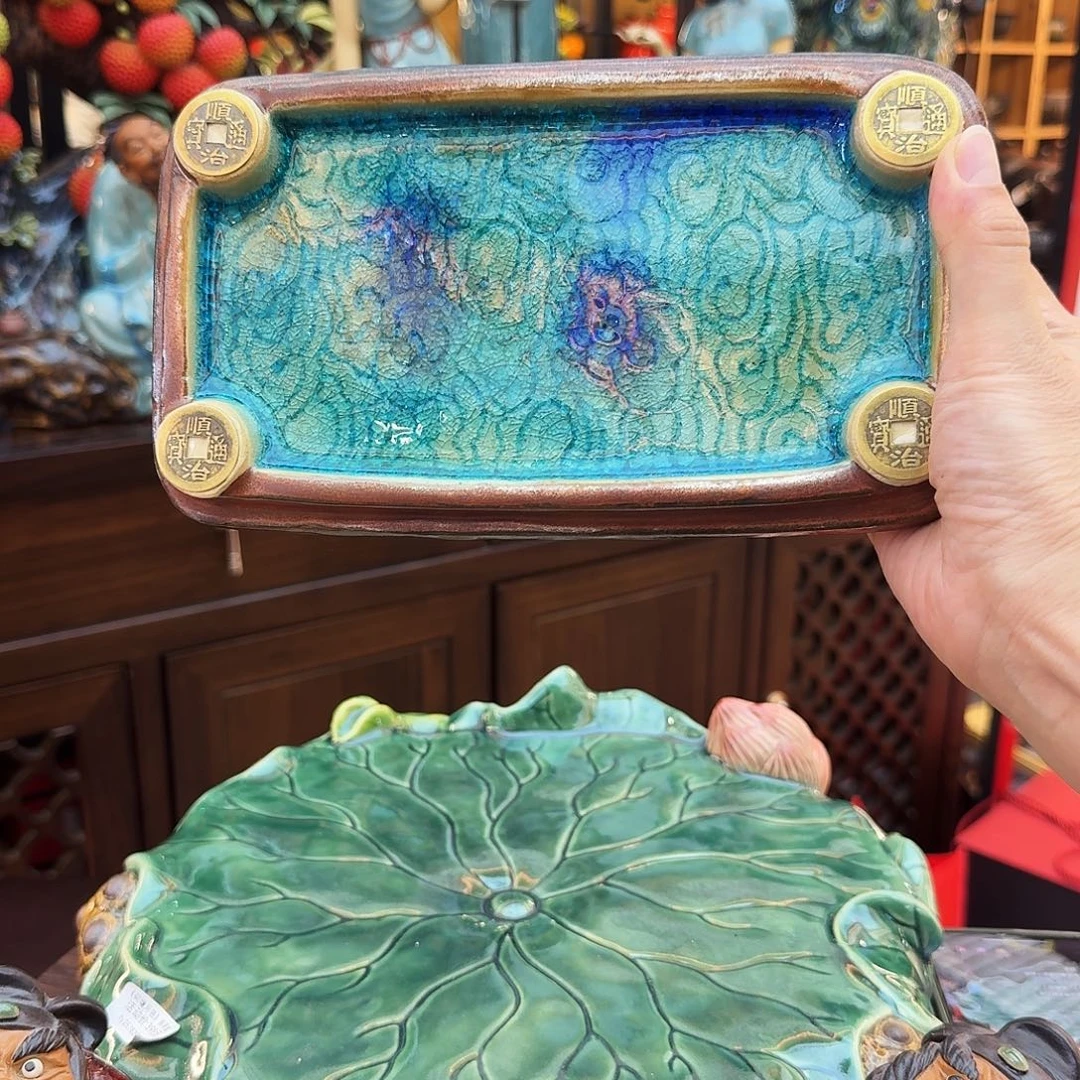 陶瓷21长茶盘彩色釉