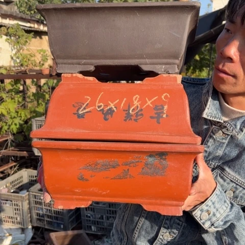 紫砂花盆特价包邮送盒