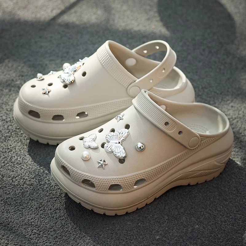 洞洞鞋女夏季新款户外穿增高厚底小个子防滑沙滩鞋包头凉拖鞋女鞋