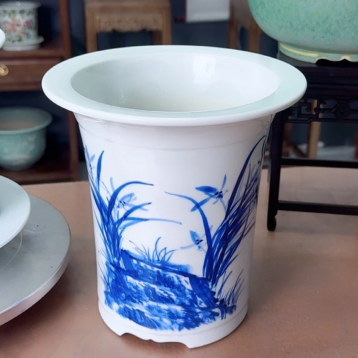 雨***幕青花筒盆微瑕8888888