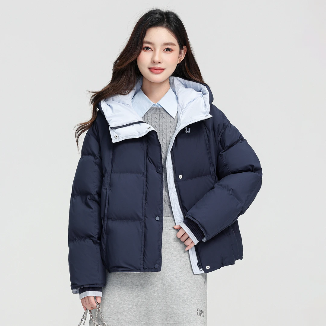 YPUT冬季女士连帽拼色羽绒服面包服 YHG411680G