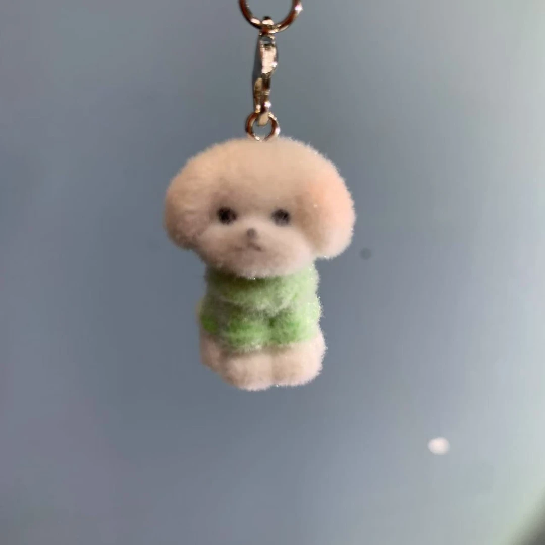 植绒绿衣小狗手机链挂件X72