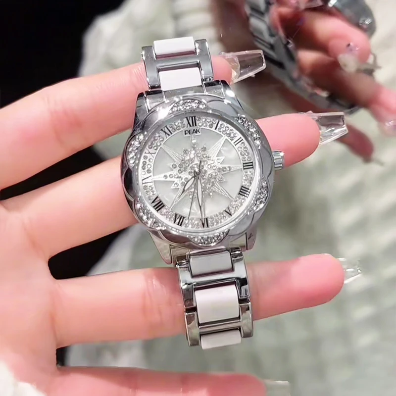 PEAK匹克正品太阳花手表女款轻奢小众2025新名牌陶瓷女士腕表学生