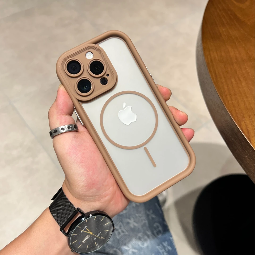 磁吸极简ins风纯色肤感适用iPhone16手机壳15二合一14pro防摔
