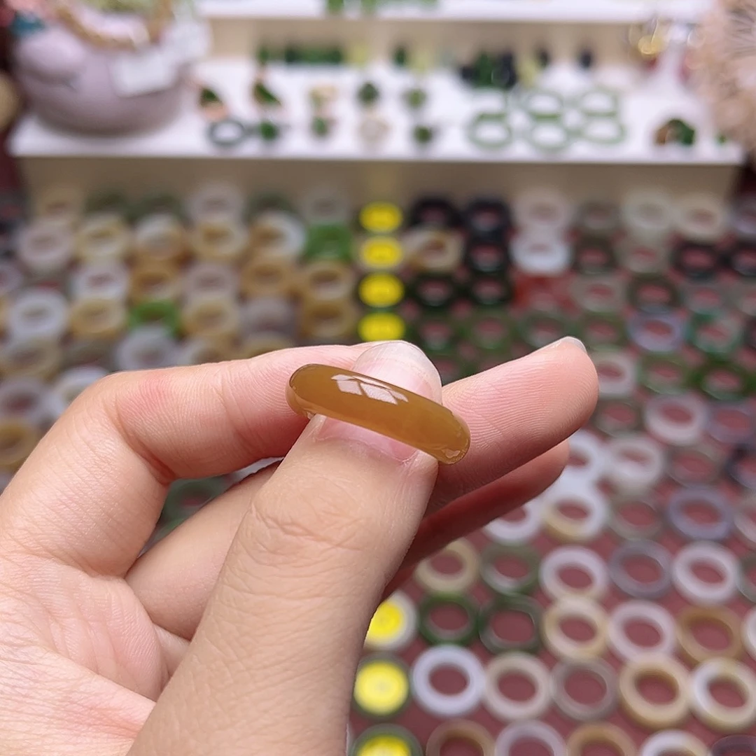 和田玉戒指未镶嵌13码 橘糖