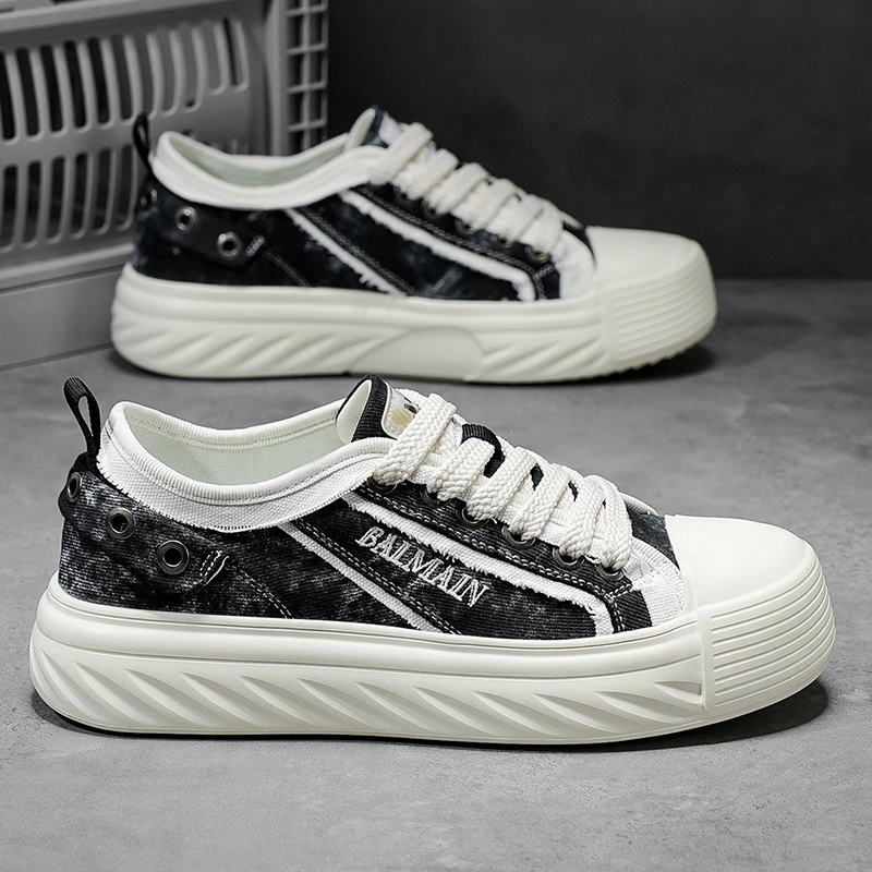 男士透气帆布鞋夏季新款厚底韩版潮鞋轻便软底低帮运动休闲男板鞋