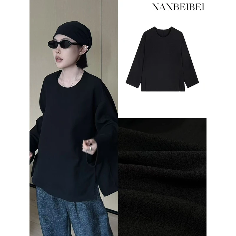 NanBeiBei  梭织衫 春季简约高级纯色百搭松弛廓形上衣 847