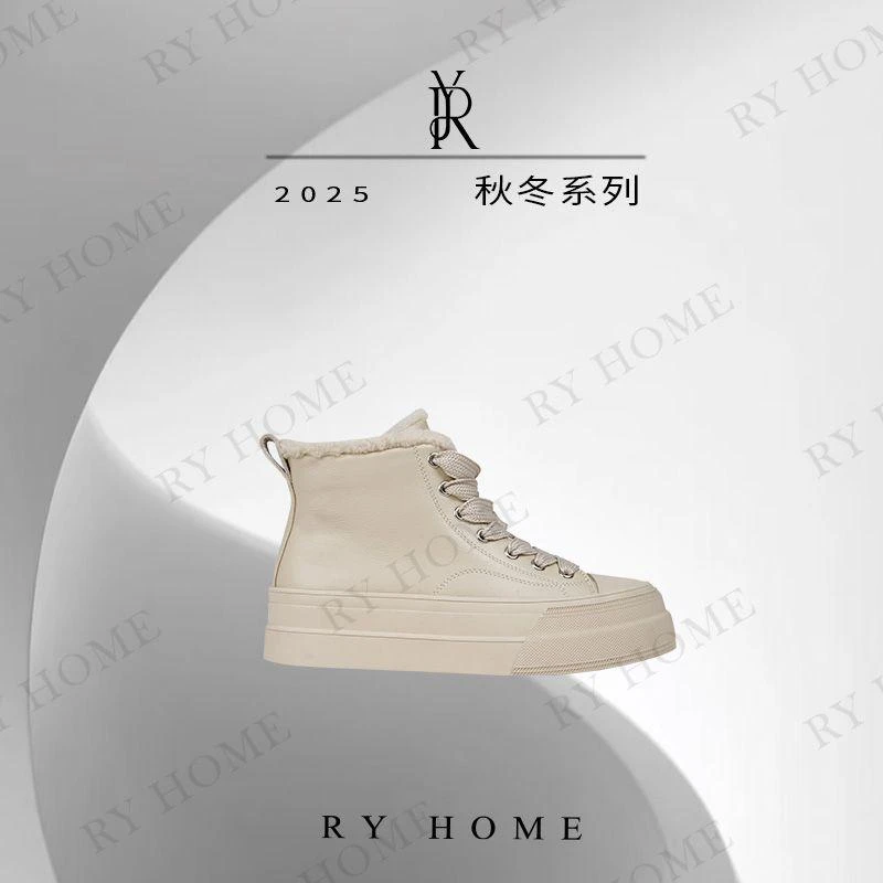 【容雨RYHOME】经典元素绒毛保暖高帮鞋253X1379