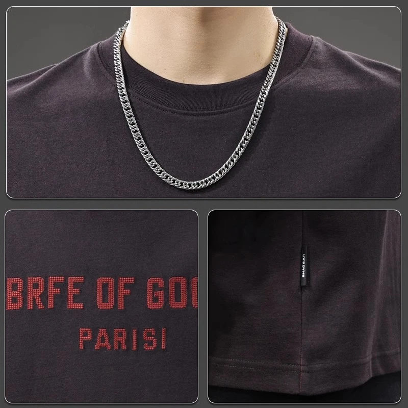 2025新款潮牌撞色纯棉短袖t恤男夏季宽松大码ins痞帅刺绣半袖体恤