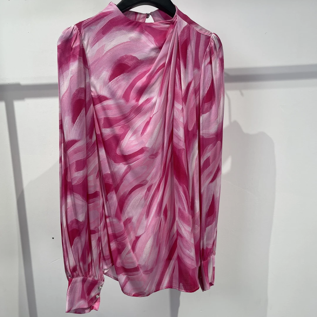 特价法式气质印花真丝25新款高级感小众桑蚕丝灯笼袖衬衣